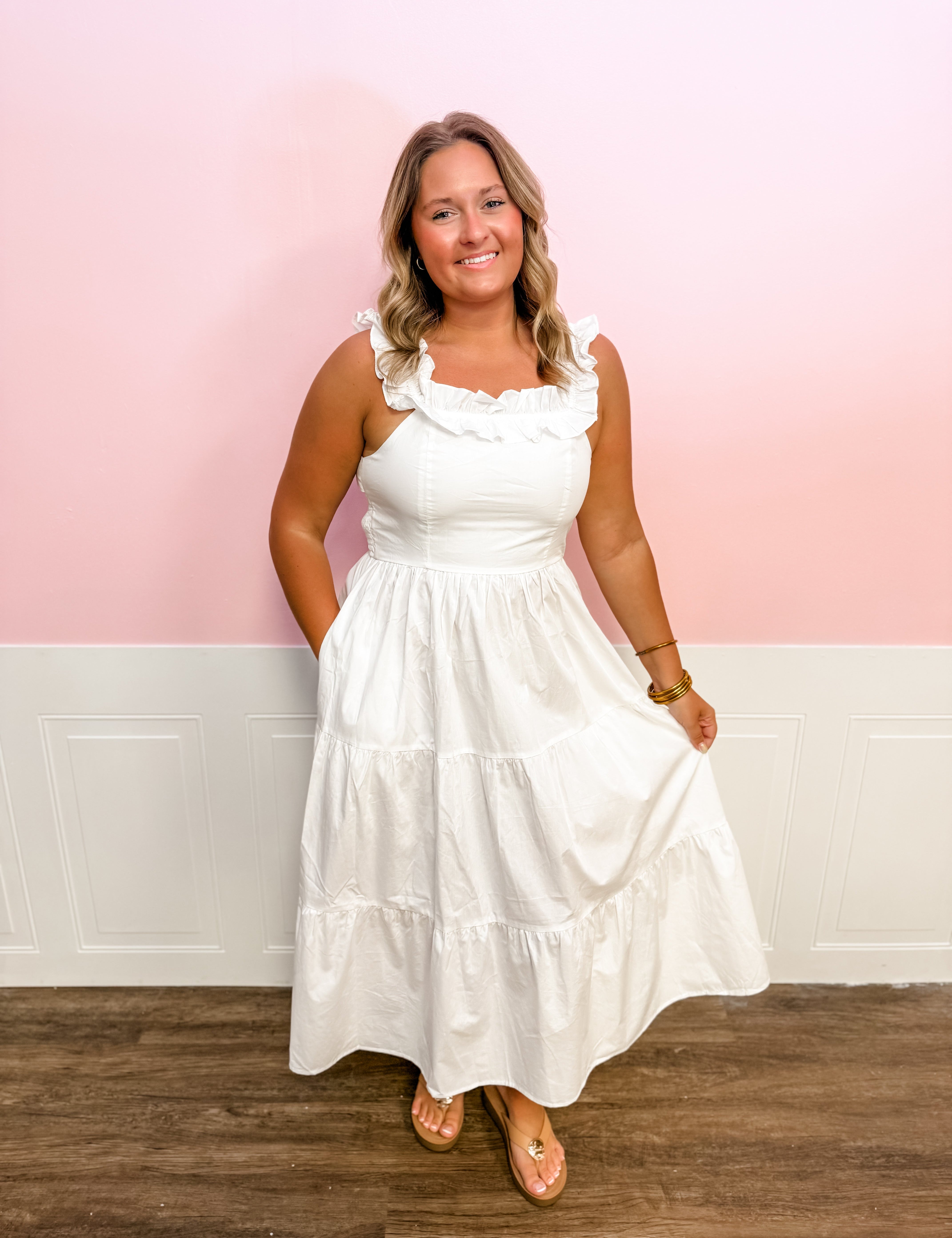 White Ribbon Moment Dress - Just a Small Town Girl