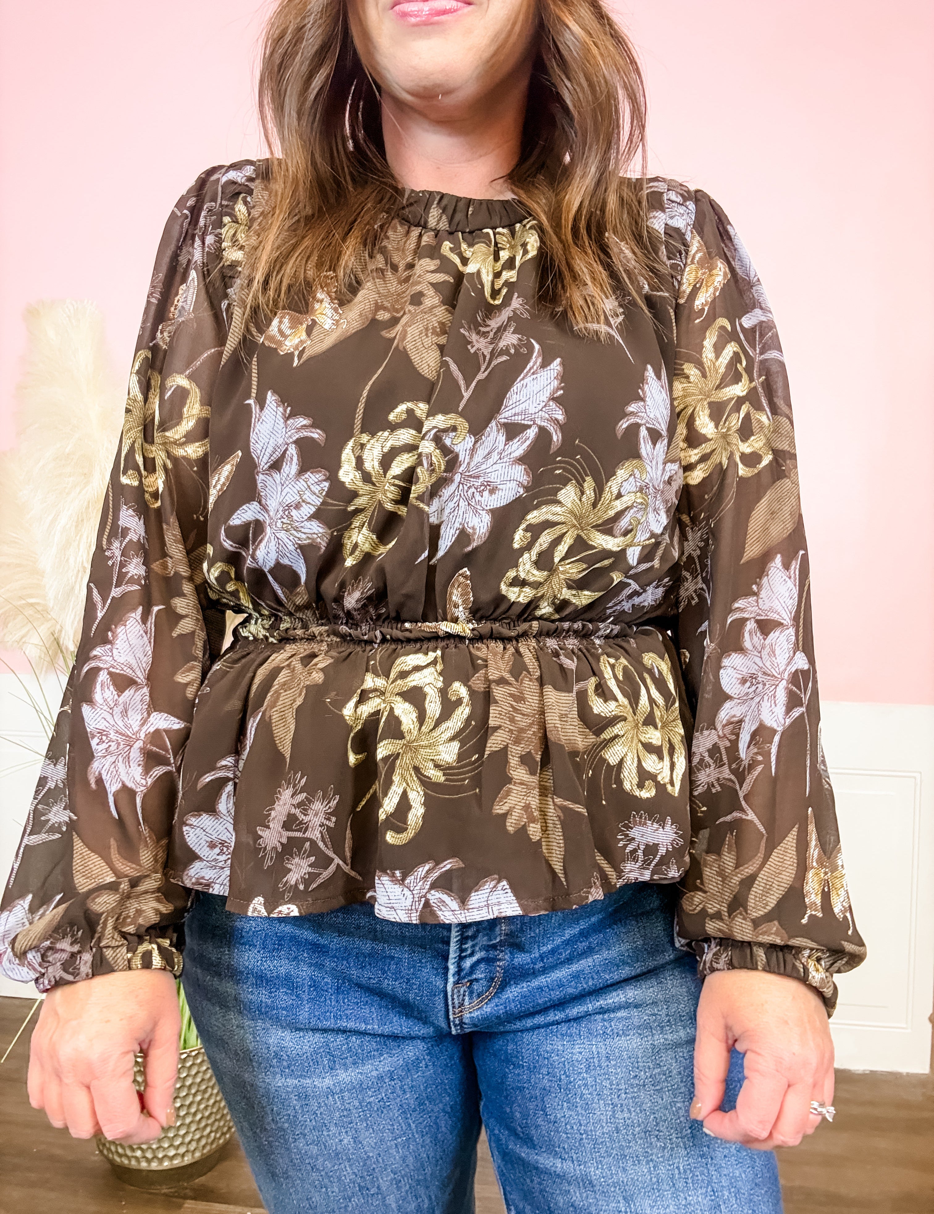 Wildwood Wings Butterfly Floral Blouse - Just a Small Town Girl