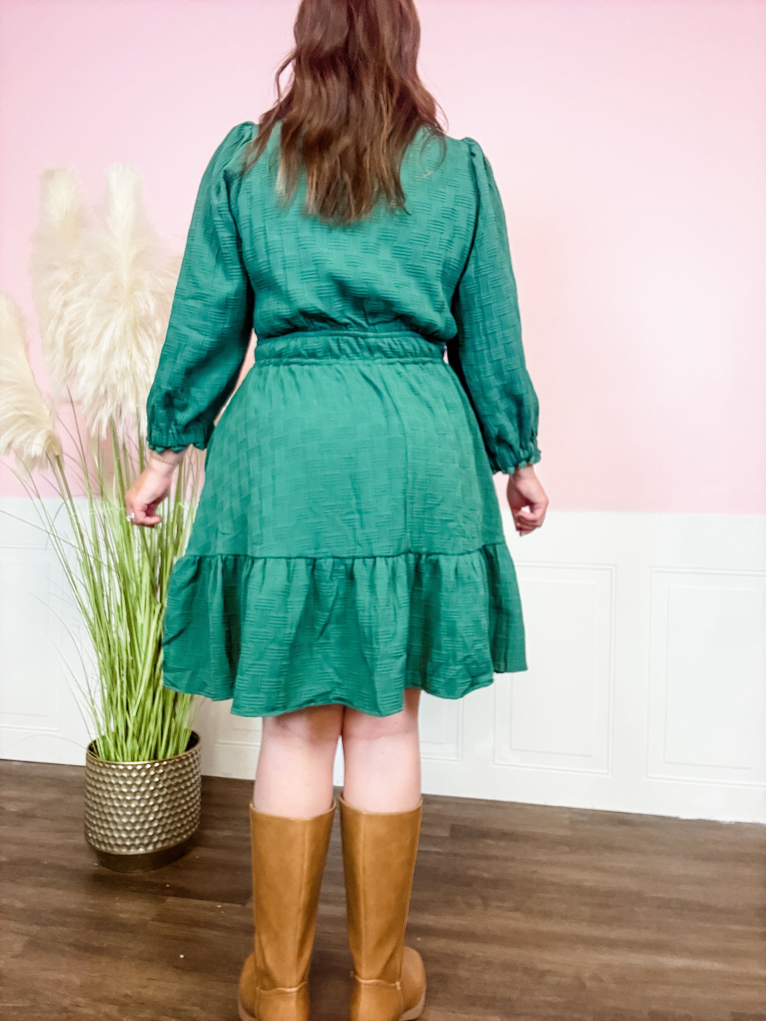 Woven Sage Textured Tiered Dress - Just a Small Town Girl