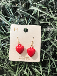 Candy Heart Earrings: red